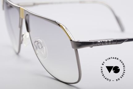 Gucci 1201 80's Luxury Designer Shades, unworn model with light gray tinted sun lenses, Made for Men