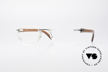 Cartier Paglia Luxury Rimless Wood Frame, original vintage CARTIER rimless luxury eyeglass-frame, Made for Men