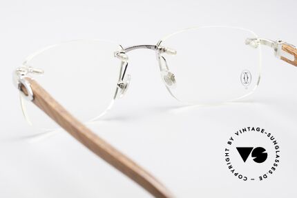 Cartier Paglia Luxury Rimless Wood Frame, from 2002 (after Richemont took over the Cartier license), Made for Men