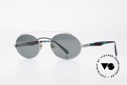 Davidoff 305 Oval Vintage Men's Frame, silver frame: temples have a 'fir green / claret' pattern, Made for Men