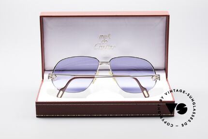 Cartier Panthere G.M. - L Rare Platinum Finish, with new blue-colored sun lenses for 100% UV protection, Made for Men Cartier Panthere G.M. - L Rare Platinum Finish, with new blue-colored sun lenses for 100% UV protection, Made for Men