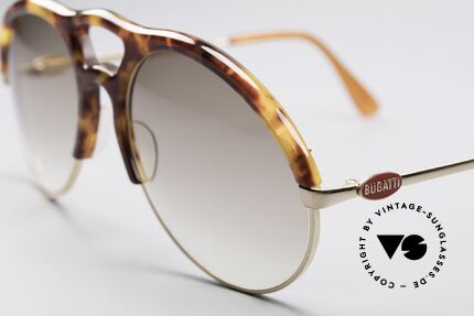 Bugatti 64900 Tortoise Optic 80's Glasses, sought-after collector's item with gold-plated metal, Made for Men