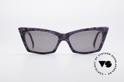 Alain Mikli 0142 / 397 Ladies 80's Sunglasses, terrific frame pattern in purple-black marbled; unique, Made for Women