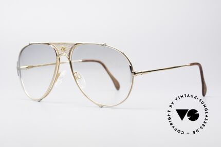 St. Moritz 401 Rare Jupiter Sunglasses 80's, gold-plated & spring-hinge temples with root wood decor, Made for Men