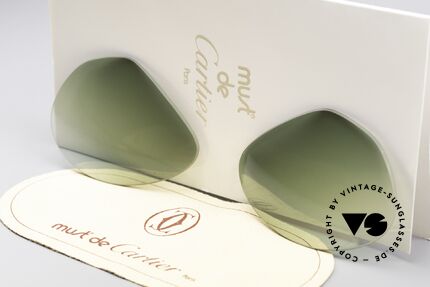 Cartier Vendome Lenses - L Green Gradient Sun Lenses, new CR39 UV400 plastic lenses (for 100% UV protection), Made for Men