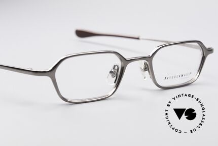 Freudenhaus Rio 90's Titanium Vintage Frame, shiny gunmetal finish + leather case by Gerald Genta, Made for Men and Women