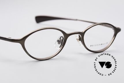 Freudenhaus Zoe Oval Titan Vintage Glasses, shiny brown-metallic finish + leather case by Genta, Made for Women