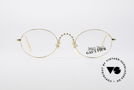 Jean Paul Gaultier 55-0175 Oval Vintage Glasses, elaborate twisted metalwork at arms and bridge, Made for Men and Women