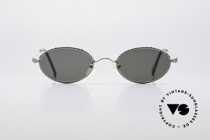 Jean Paul Gaultier 55-5101 Oval Vintage Sunglasses, interesting frame front with costly engravings, Made for Men and Women