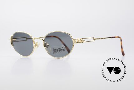 Jean Paul Gaultier 55-5108 Gold Plated Oval Frame, sophisticated details (hinge like a gear-wheel), Made for Men and Women