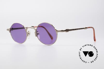 Jean Paul Gaultier 57-4175 Round Vintage Glasses, "antique gold" finish & fancy purple-colored sun lenses, Made for Men and Women