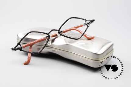 Jean Paul Gaultier 56-7203 Angled 90's Designer Frame, the demo lenses can be replaced with optical (sun) lenses, Made for Women