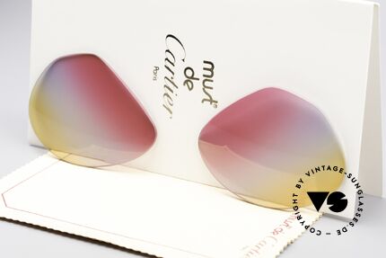 Cartier Vendome Lenses - L Tricolored Sunrise Lenses, new CR39 UV400 plastic lenses (for 100% UV protection), Made for Men and Women