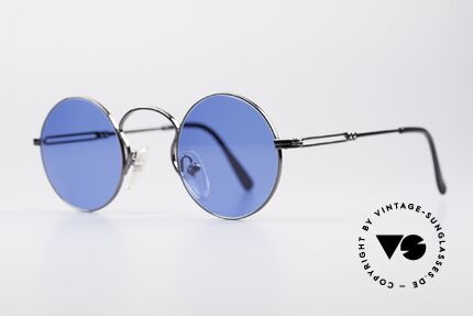 Jean Paul Gaultier 55-0172 Round 90's Sunglasses, high-class finish (gunmetal metallic) & blue lenses, Made for Men and Women