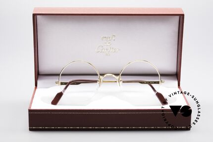 Cartier Mayfair Luxury Round Eyeglasses, 22ct gold-plated flexible frame; semi-rimless, Made for Men and Women