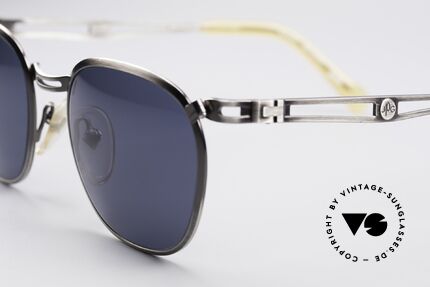 Jean Paul Gaultier 56-2177 Designer 90's Sunglasses, brushed metal frame & dark blue-gray sun lenses, Made for Men and Women