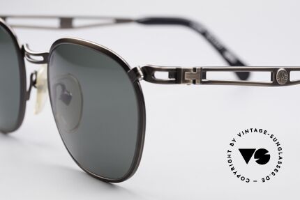 Jean Paul Gaultier 56-2177 Rare Designer Sunglasses, brushed gunmetal and dark green-gray sun lenses, Made for Men and Women