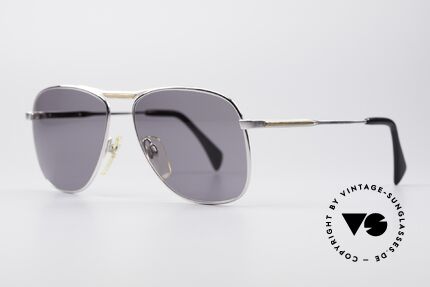 Metzler 0871 Rare 80's Men's Sunglasses, fine silver finish with golden appliqué; precious!, Made for Men