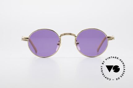 Jean Paul Gaultier 55-7107 90's Round JPG Gold Plated, GP: gold-plated metal frame; in medium size 46/20, Made for Men and Women