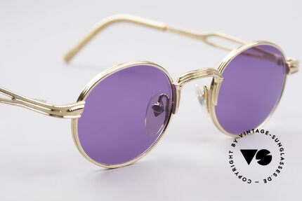 Jean Paul Gaultier 55-7107 90's Round JPG Gold Plated, unworn (like all our vintage GAULTIER sunglasses), Made for Men and Women