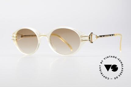 Jean Paul Gaultier 55-5201 Oval Steampunk Glasses, 'crystal' plastic front & gold-plated metal temples, Made for Men and Women