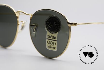 Ray Ban Round Metal 49 USA Panto Sunglasses, never worn (like all our vintage Ray Ban eyewear), Made for Men and Women