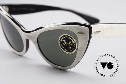 Ray Ban Lisbon White Pearl Cateye Shades, Bausch&Lomb model from the 1980's; No. L2460, Made for Women
