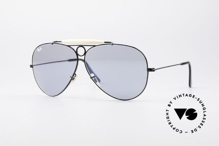 Ray Ban Shooter Black USA Frame Blue Lenses, old classic Ray Ban B&L sunglasses in 62/14 mm size, Made for Men