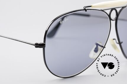 Ray Ban Shooter Black USA Frame Blue Lenses, rare black frame with "B&L USA Ray-Ban" engraving, Made for Men
