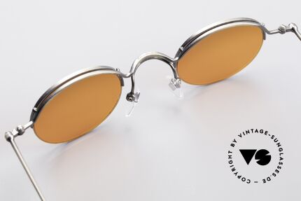 Jean Paul Gaultier 55-7108 Small Vintage Panto Glasses, red sun lenses can be replaced with prescriptions, Made for Men and Women