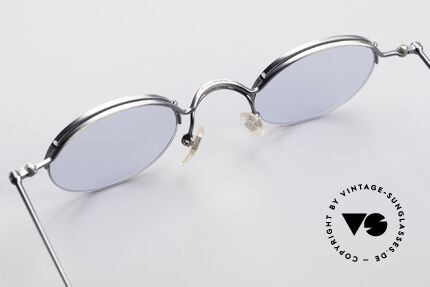 Jean Paul Gaultier 55-7108 Small Round Panto Glasses, blue sun lenses can be replaced with prescriptions, Made for Men and Women