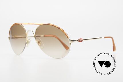 Bugatti 64919 90's Semi Rimless Sunglasses, gold-plated with tortoise appliqué and red B-logos, Made for Men