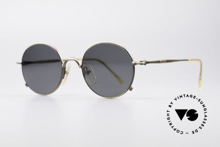 Jean Paul Gaultier 55-1176 Round Polarized Shades, 'smoke gold' metal frame with 2 small 'JPG'-logos, Made for Men and Women