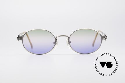 Jean Paul Gaultier 55-6112 JPG Designer Sunglasses, very interesting glossy frame finish in "smoke metal", Made for Men and Women