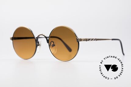 Jean Paul Gaultier 55-9671 Round 90's JPG Sunglasses, 'smoke bronze' finish and SUNSET sun lenses, Made for Men and Women
