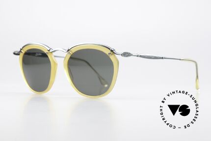 Jean Paul Gaultier 56-1273 Panto Style Sunglasses 90's, interesting combination of materials and colors, Made for Men and Women