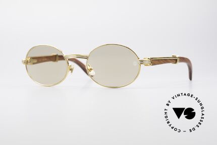Cartier Giverny Oval Wood Sunglasses, precious oval CARTIER vintage sunglasses from 1990, Made for Men and Women