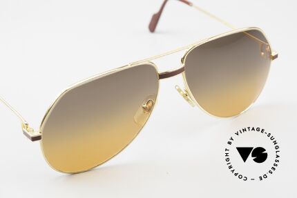 Cartier Vendome Laque - L Luxury 80's Aviator Sunglasses, the sun lenses are tinted like a sunset (auburn gradient), Made for Men and Women