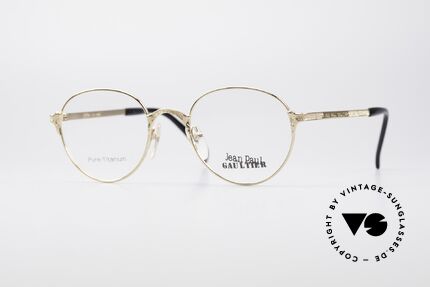 Jean Paul Gaultier 55-3183 Gold-Plated Titanium Frame, rare vintage Jean Paul GAULTIER titanium eyeglasses, Made for Men and Women