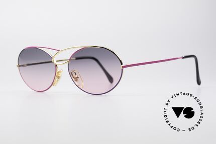 Casanova LC17 Vintage Ladies Sunglasses, gold-plated frame with fancy purple-pink sun lenses, Made for Women
