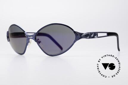 Jean Paul Gaultier 58-6111 Futuristic Sunglasses, interesting bluish coloring of the frame and lenses, Made for Men and Women