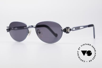 Jean Paul Gaultier 56-8102 Oval Industrial Sunglasses, frame with some mechanical components / details, Made for Men and Women