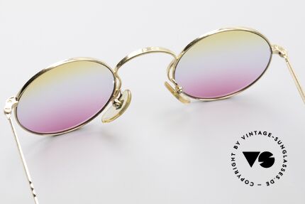 Jean Paul Gaultier 55-0172 Gold-Plated Round Frame, rare and fancy tricolored sun lenses; EYE-CATCHER!, Made for Men and Women