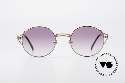 Jean Paul Gaultier 57-6102 Round Designer Sunglasses, bronze metal frame & purple-gradient lenses, 100% UV, Made for Men and Women