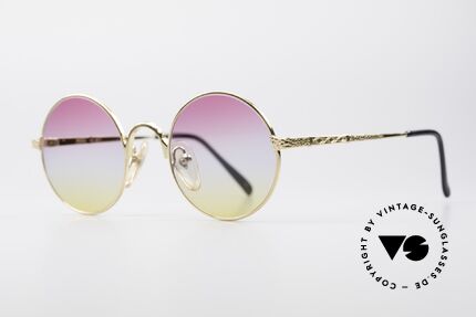 Jean Paul Gaultier 55-9671 Gold Plated Round Frame, 22kt GOLD-PLATED and tricolored sun lenses, Made for Men and Women Jean Paul Gaultier 55-9671 Gold Plated Round Frame, 22kt GOLD-PLATED and tricolored sun lenses, Made for Men and Women