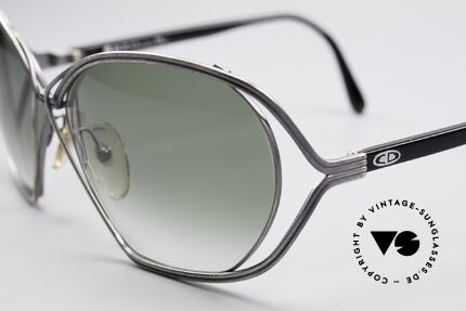 Christian Dior 2499 Ladies XL 80's Sunglasses, 'antique silver' finish and green-gradient sun lenses, Made for Women