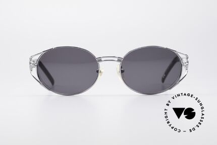 Jean Paul Gaultier 58-5106 Oval JPG Steampunk Shades, JPG sunglasses from 1997 with shiny silver finish, Made for Men and Women