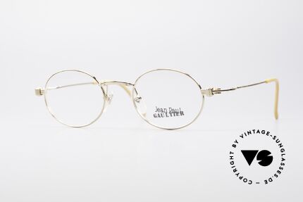 Jean Paul Gaultier 55-6105 Oval Vintage Glasses Gold, oval vintage glasses by Jean Paul Gaultier from 1997, Made for Men and Women Jean Paul Gaultier 55-6105 Oval Vintage Glasses Gold, oval vintage glasses by Jean Paul Gaultier from 1997, Made for Men and Women