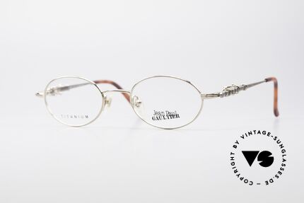 Jean Paul Gaultier 55-0039 Oval Titanium Frame, vintage Jean Paul GAULTIER eyeglasses from 1996, Made for Men and Women