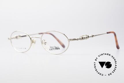 Jean Paul Gaultier 55-0039 Oval Titanium Frame, adjustable temple-system looks like a belt buckle, Made for Men and Women